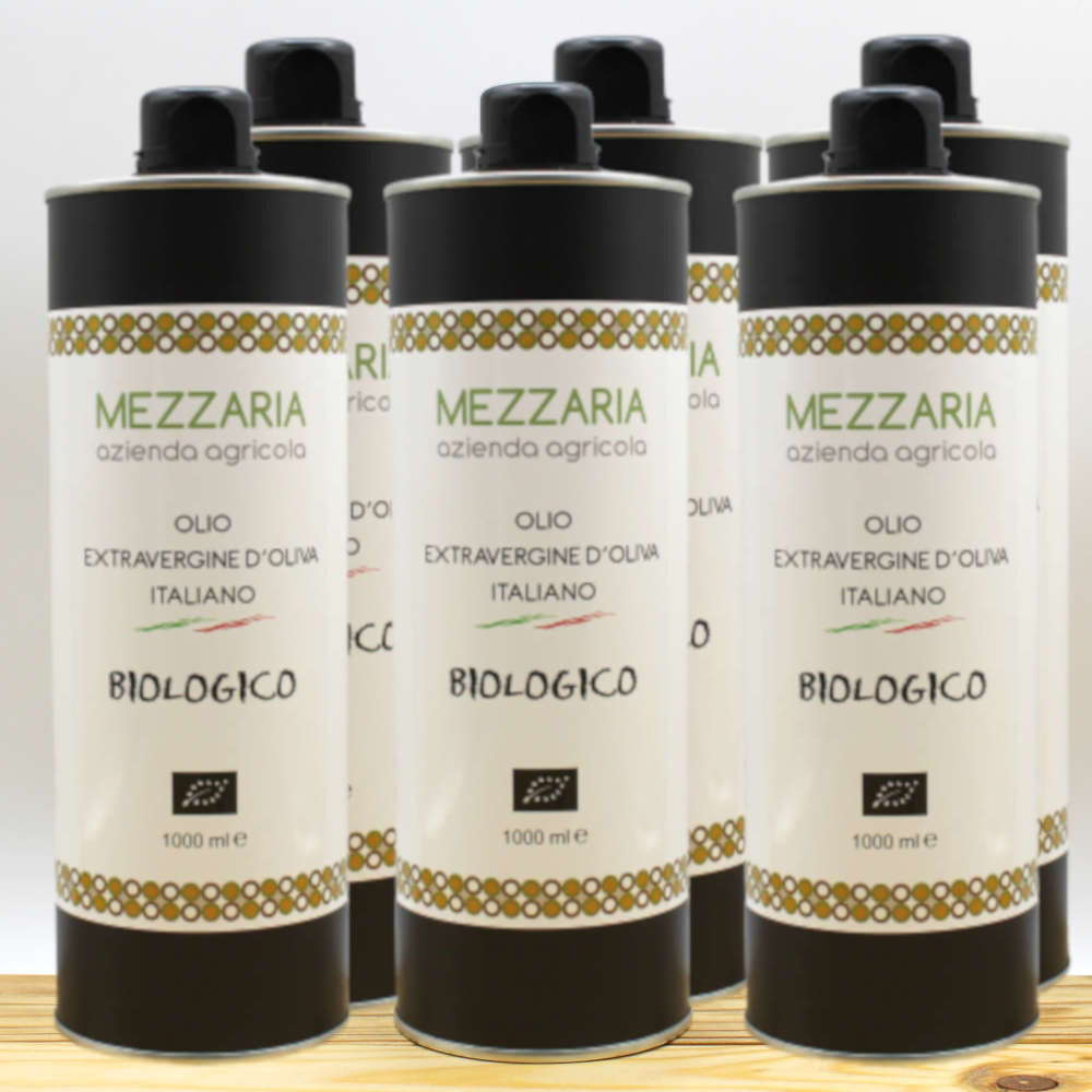 Olio Extravergine d'Oliva Biologico 1 L 6 bottiglie- Blend - Mezzaria - Fasano - Puglia